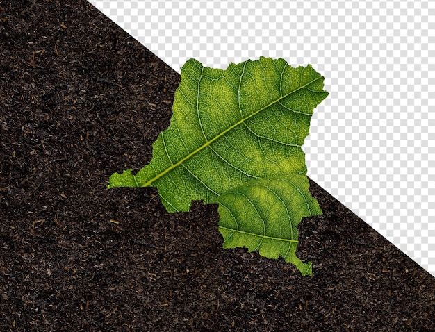 PSD carte du congo faite de feuilles vertes concept écologie carte feuille verte sur fond de sol