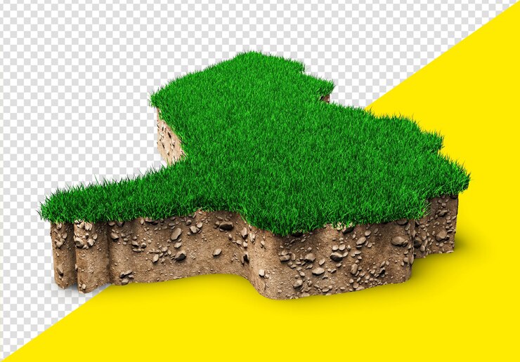 PSD carte du liechtenstein section transversale de la géologie du sol avec herbe verte et texture du sol rocheux