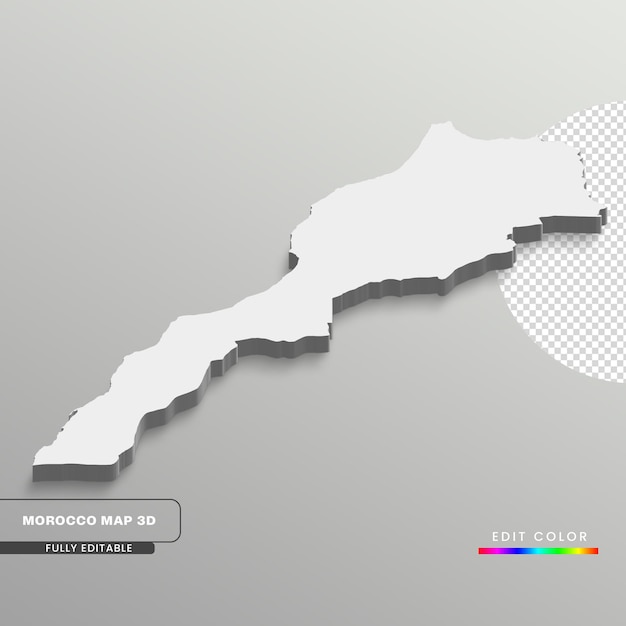 PSD une carte du maroc sur fond blanc carte isométrique 3d entièrement modifiable avec états