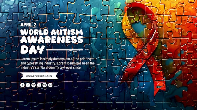 PSD carte du mois mondial de la sensibilisation à l'autisme et modèle de conception de bannière de poste social dans les médias
