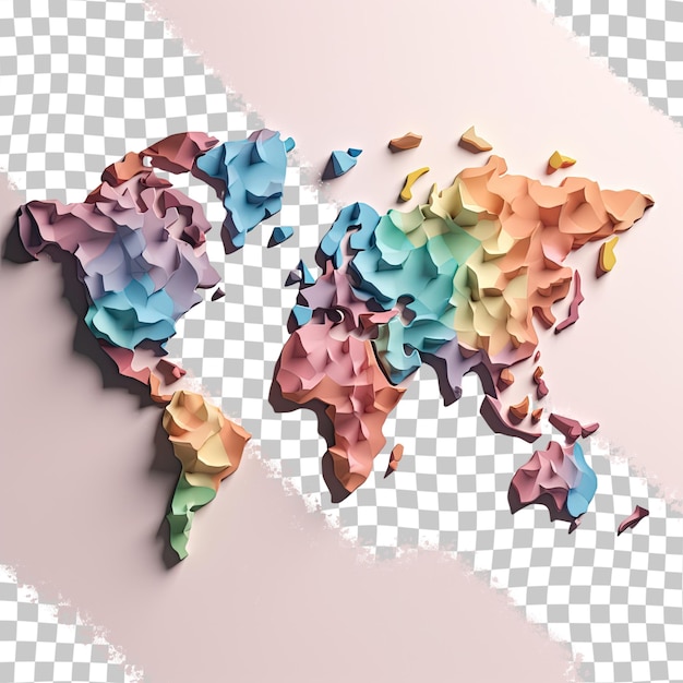 PSD carte du monde en trois dimensions