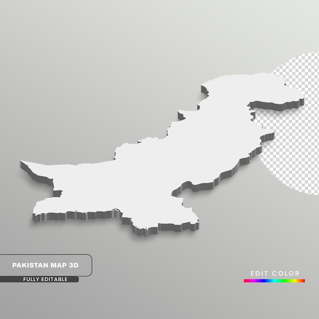 PSD une carte du pakistan sur fond blanc carte isométrique 3d entièrement modifiable avec les états