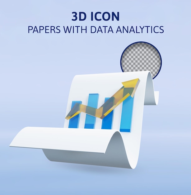 Carte e grafici con illustrazione di rendering 3d di analisi dei dati