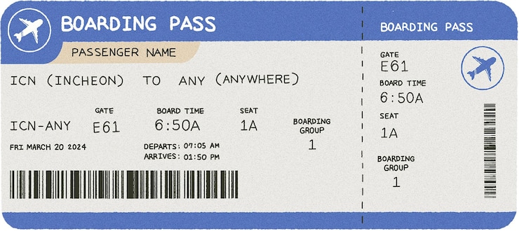 PSD carte d'embarquement pour n'importe où
