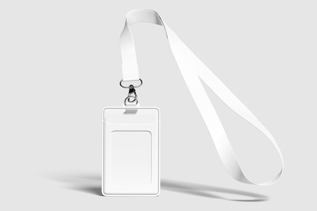 Carte d'identité blanche avec maquette de lanyard