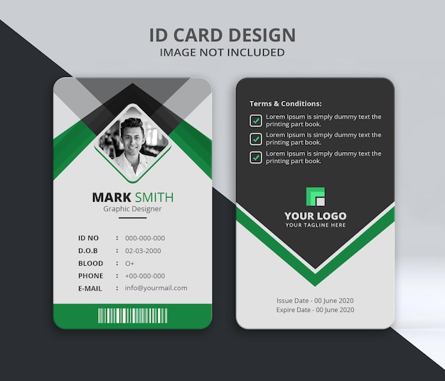 PSD carte d'identité d'employé avec modèle de carte d'identité