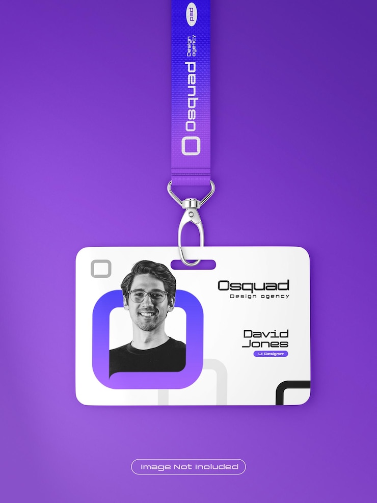 PSD carte d'identité horizontale avec maquette du détenteur