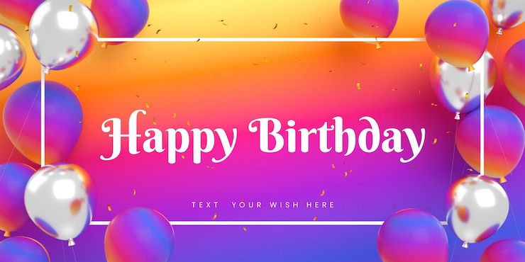 PSD carte d'invitation de bannière de joyeux anniversaire pour le modèle de publication de médias sociaux instagram avec cadre