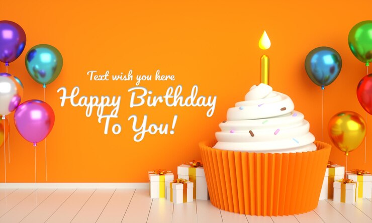 PSD carte d'invitation de gâteau de bannière de joyeux anniversaire pour le modèle de publication de médias sociaux de chien animal avec texte