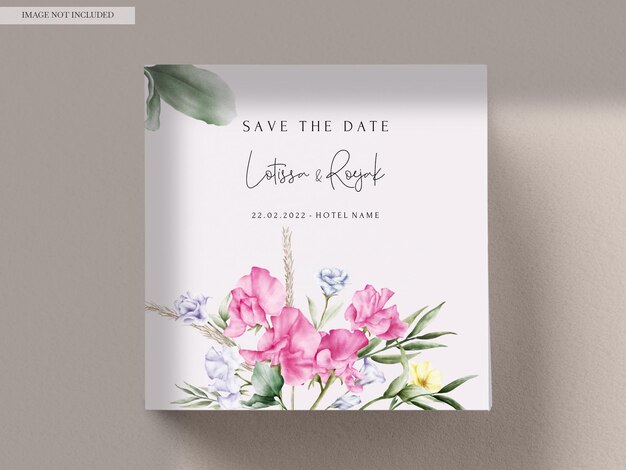 Carte D'invitation De Mariage Floral Aquarelle Dessinée à La Main