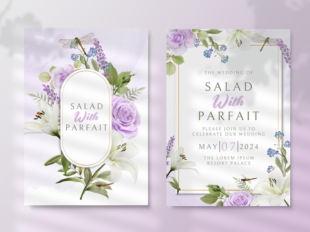 Carte D'invitation De Mariage Romantique Avec Verdure Florale