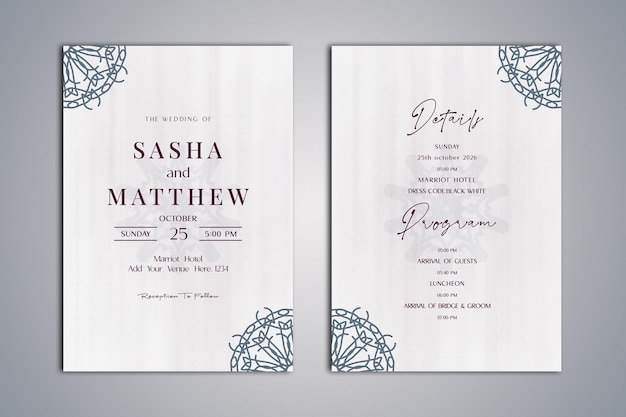 PSD carte d'invitation de mariage simple et minimaliste