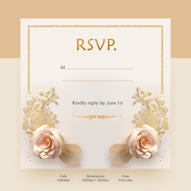 PSD une carte d'invitation de mariage