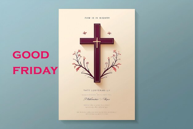 PSD carte d'invitation simple avec la sainte croix pour le grand vendredi