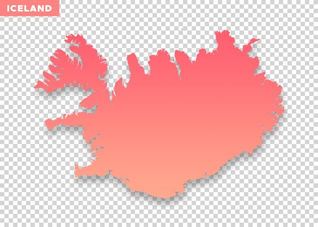 PSD carte d'islande en couleur orange sur un fond transparent