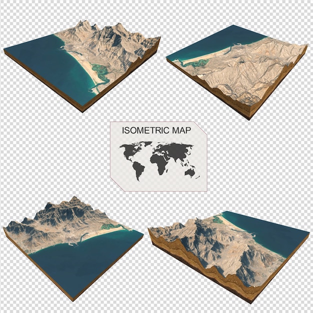 PSD carte isométrique terrain virtuel 3d pour infographieportrait de belle femme