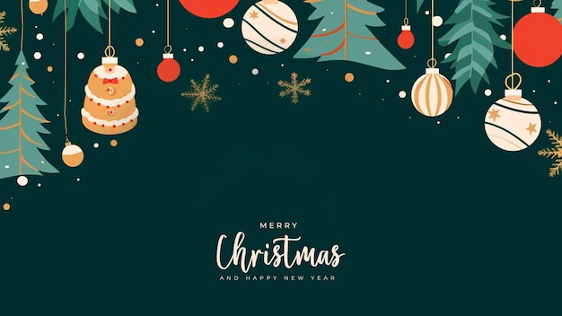 PSD carte de joie de noël avec un design plat abstrait