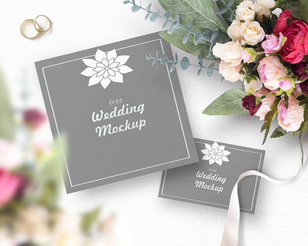 Une carte qui dit maquette de mariage dessus maquette PSD