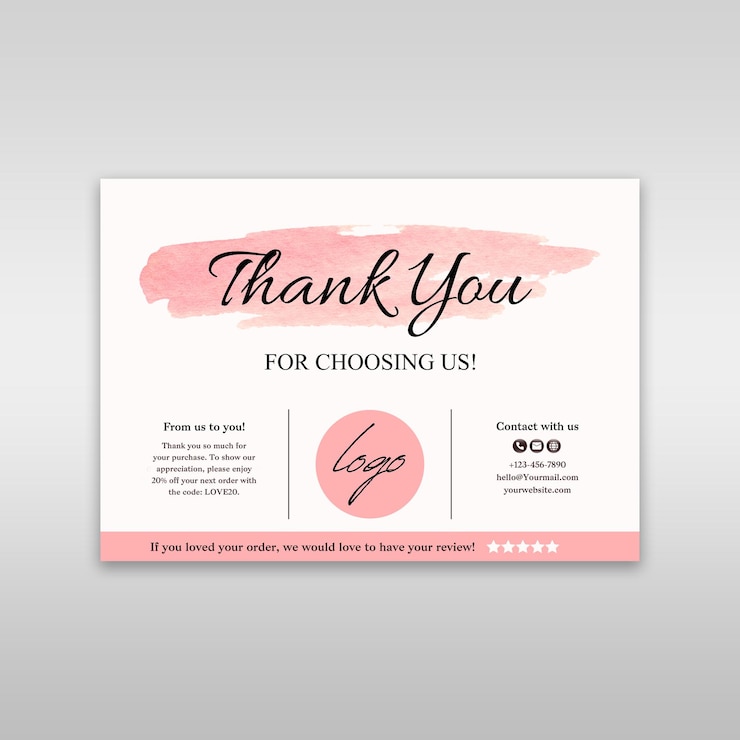 PSD la carte de remerciement blanche et rose psd