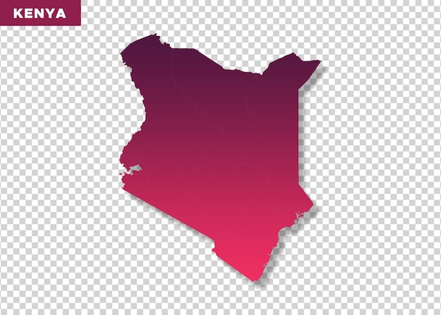 Carte rouge du Kenya sur un fond transparent