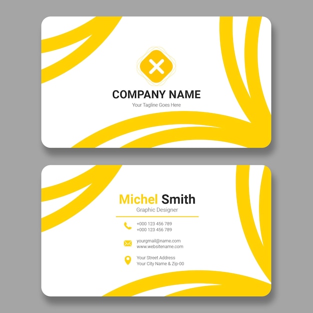 Carte de visite d'entreprise moderne de couleur jaune et blanche