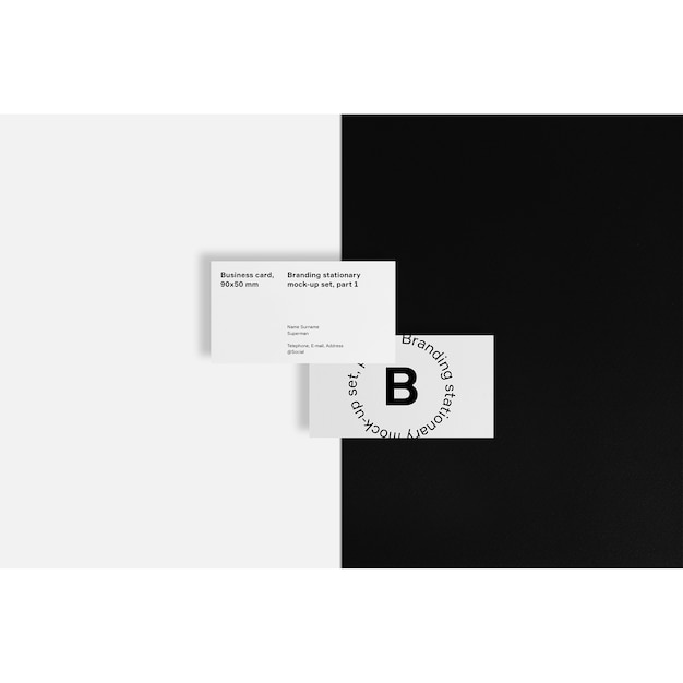Carte de visite sur fond noir et blanc maquette