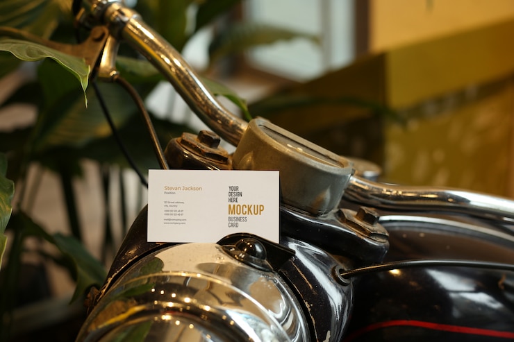PSD carte de visite sur maquette de vélo psd
