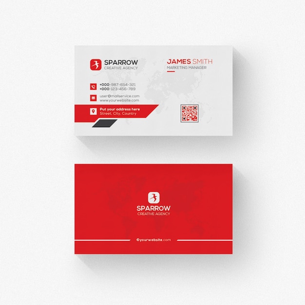 PSD carte de visite moderne avec détails rouges