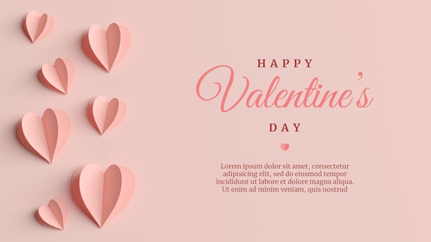 Carte de voeux élégante Saint Valentin en rendu 3D