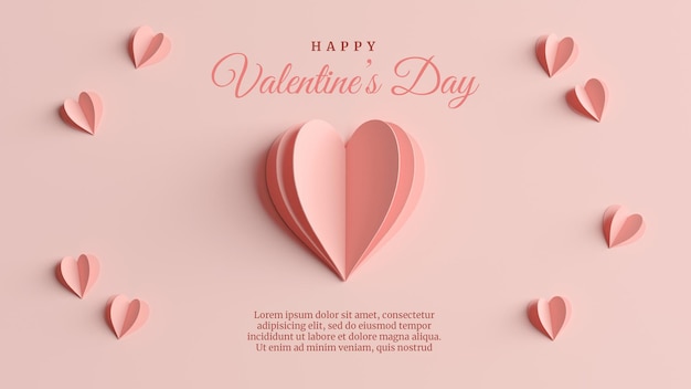 Carte de voeux élégante Saint Valentin en rendu 3D