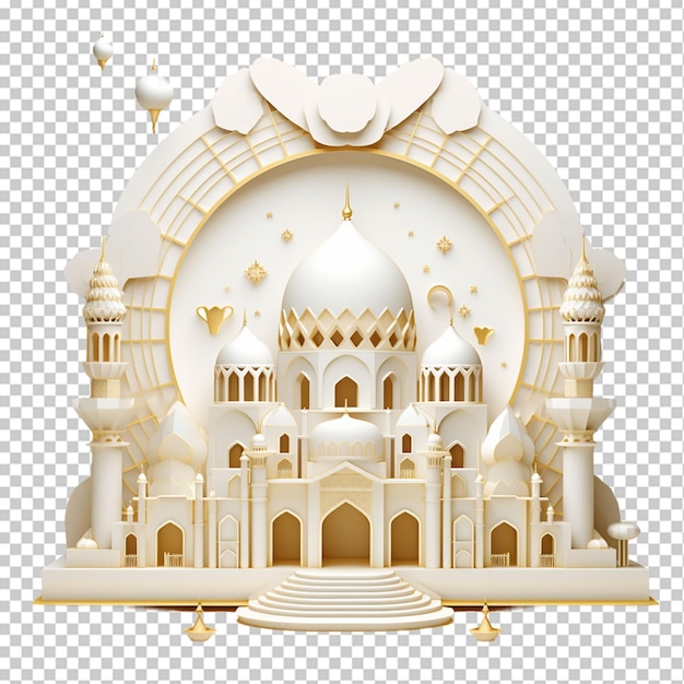 Carte De Vœux Islamique Avec 3d Eid Mubarak Typographie Designon Png