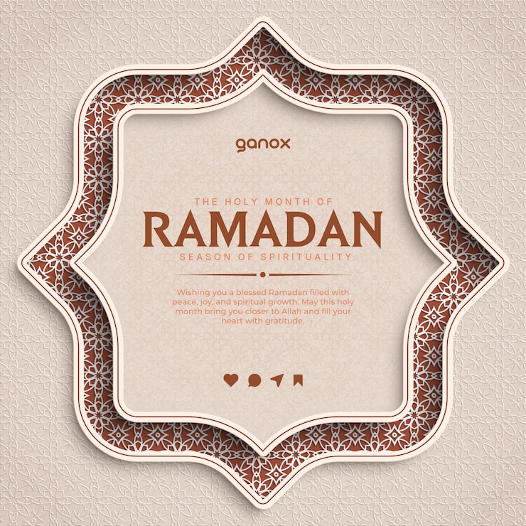 PSD carte de vœux et message sur les réseaux sociaux sur le contexte islamique minimaliste du ramadan de kareem