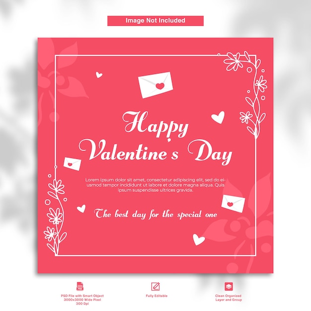 Carte De Voeux Saint Valentin Thème Rose Design Plat Minimaliste Instagram Post Modèle