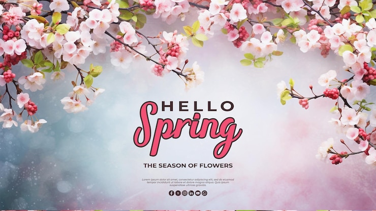 PSD carte de vœux spéciale de printemps avec un fond psd réaliste