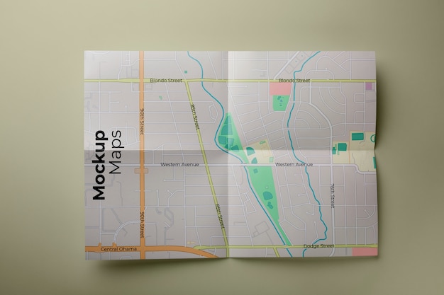 Carte vue de dessus avec maquette de rues