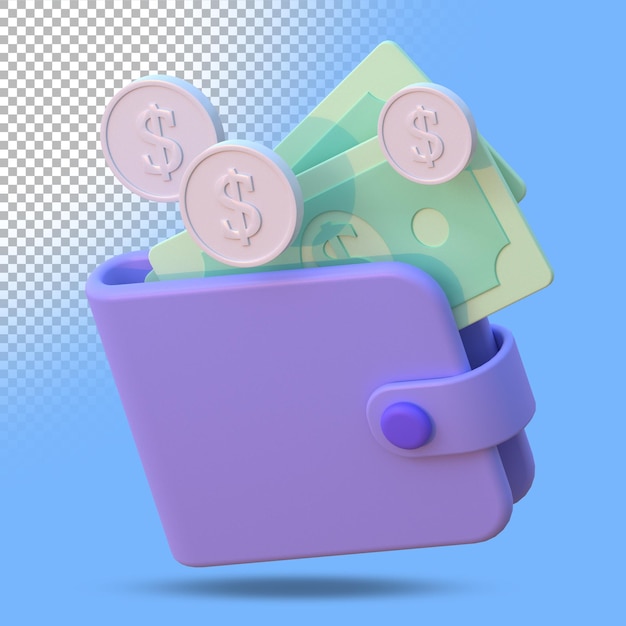 carteira 3D. Ilustração tridimensional render.