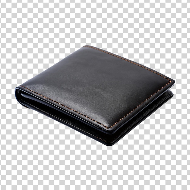 PSD carteira de couro preta isolada sobre fundo transparente