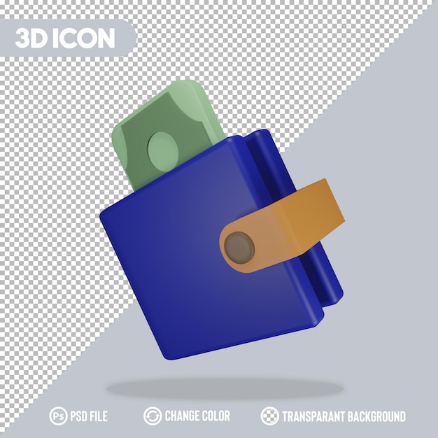 PSD carteira de ícone 3d