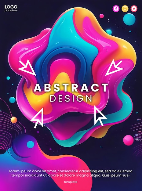 PSD un cartel abstracto creativo con un diseño de neón suave