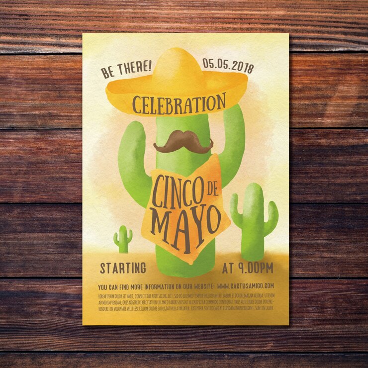 PSD cartel de acuarela de cinco de mayo