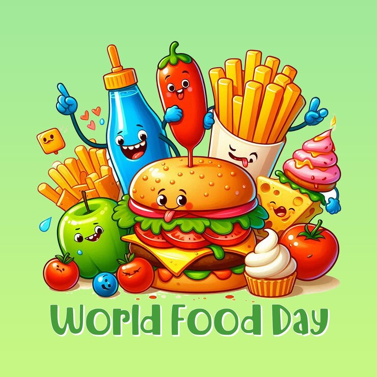 PSD un cartel de alimentos del mundo con diferentes artículos alimenticios en él
