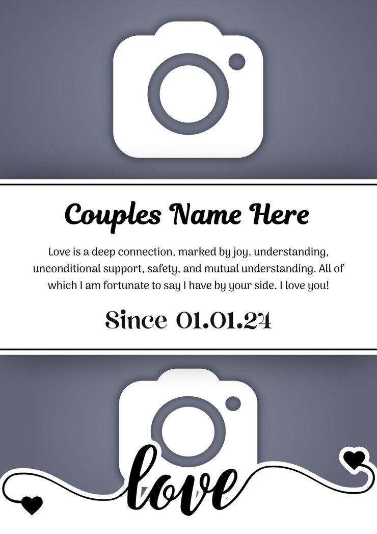 PSD un cartel de amor dedicado a las parejas con un collage de fotos