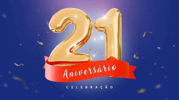 PSD cartel de aniversario de 21 años