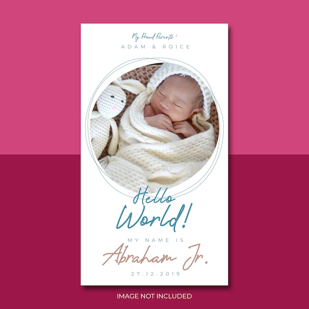 Cartel de anuncio de bebé blanco plantilla de redes sociales