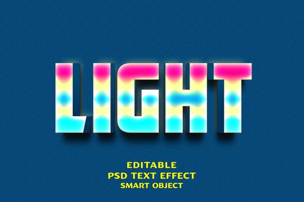 un cartel azul para el efecto de luz y la palabra luz en él