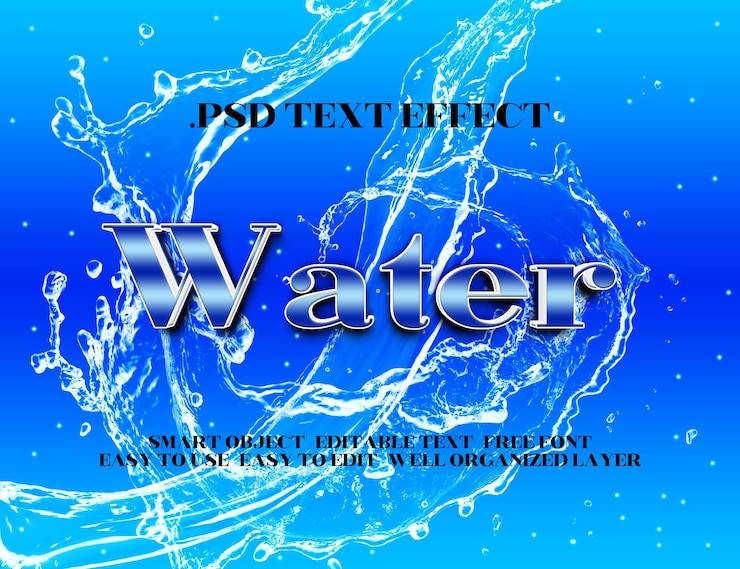 un cartel azul con las palabras agua y burbujas en él