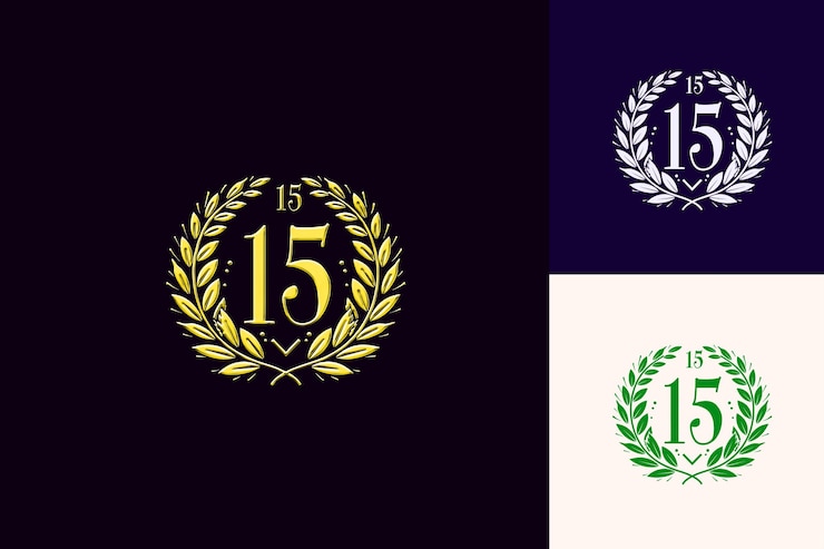 PSD un cartel azul y púrpura con el número 15 en él