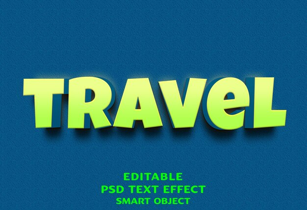 un cartel azul con un texto verde y amarillo que lee viajes