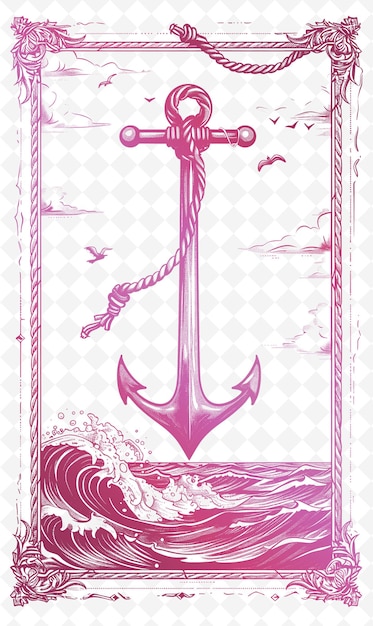 un cartel para un barco pirata con un ancla rosa en la parte superior