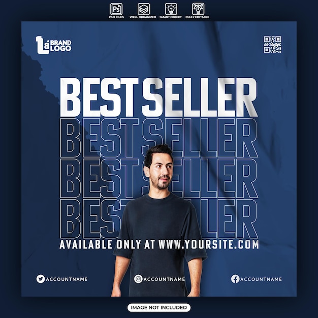 cartel de best seller o plantilla de publicación de instagram en redes sociales